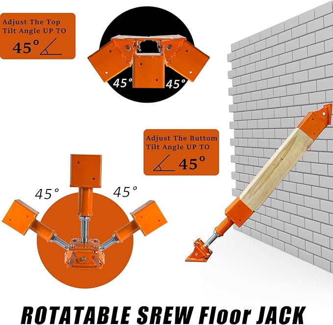 Screw Jack Post Kit (10"-14") with 0-45° Swivel & 4x4 Joist Holder, 66000 LBS Heavy Duty Shore Jack for Beam Repair, Adjustable House Jack Post, Floor Joist Support and Crawlspace Shoring