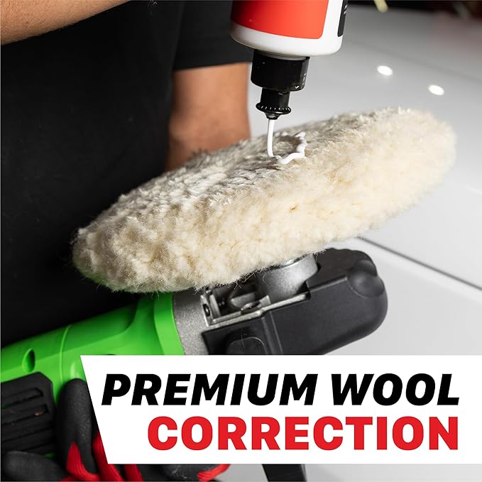 Maxshine 9” Rotary Wool Buffing Pad – Professional 100% Wool Cutting & Polishing Pad – Ideal for Heavy Defect Removal & Paint Correction (Double Sided)