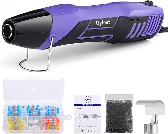 Heat Gun with 100Pcs Solder Seal Wire Connectors & 200Pcs Heat Shrink Tubing, 662°F/752°F(350°C/400°C) 350W 2-Temp Mini Heat Gun with 5Ft Power Cord for Crafting Shrink Tubing Embossing DIY