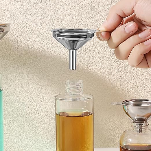 3Pcs Stainless Steel Funnel Set (Large/Medium/Small) – Food Grade Metal Kitchen Funnels for Transferring Essential Oils/Liquid/Spice/Powder, Durable and Dishwasher Safe