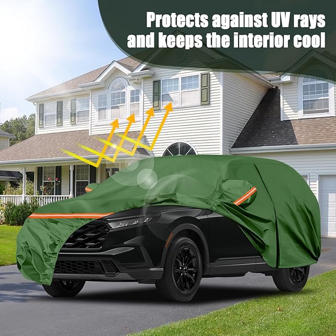 Waterproof Car Covers Replace for 2002-2025 Honda CRV, Multilayer Heavy Duty with Cotton Liner All Weather Custom-fit Car Cover with Zipper Door, Windproof Bands for Snow Rain Dust Protection