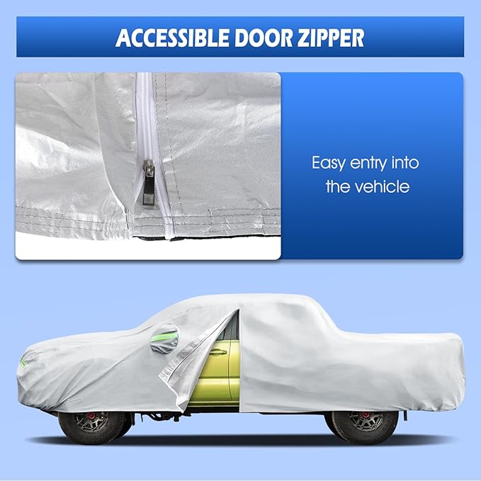 Car Cover Custom Fit for Toyota Tacoma 2005-2026, Migaven Waterproof Full Exterior Cover Sun Rain Protection with Door Zipper and Cotton Lining