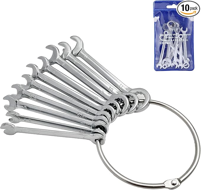 Mini Wrench Set Open End Wrench Combination Wrench Sets With Chain Ring Metric Type Wrenches (10pcs)