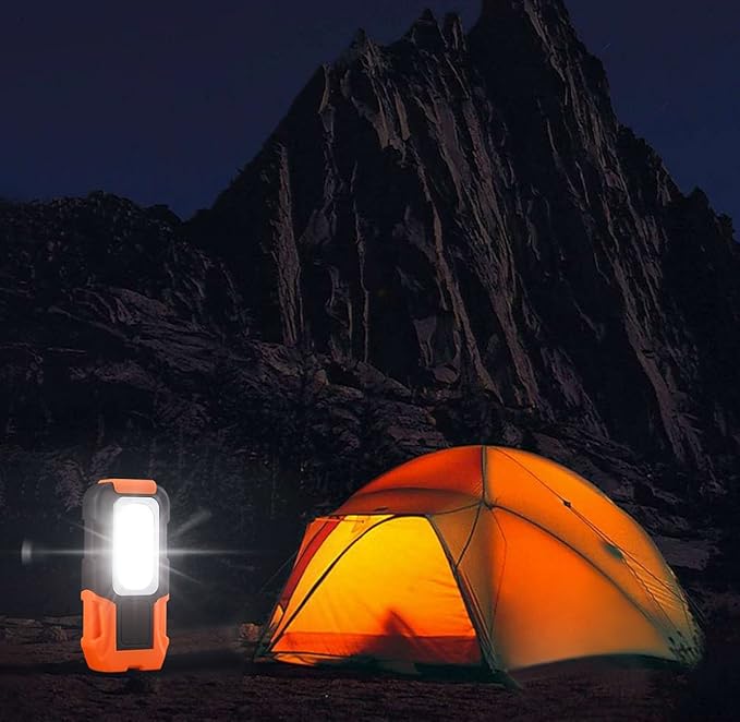 TORCHSTAR Portable LED Work Light, Hanging Hook & Magnetic Flashlight, Battery Operated COB Pocket Work Light for Car Repairing, Emergency, Hiking, Camping, Pack of 2