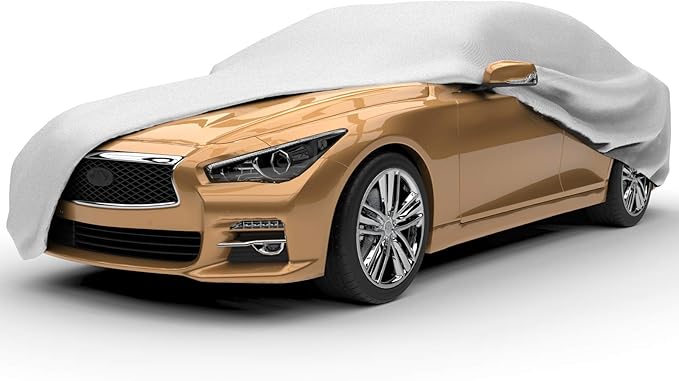 Budge Lite Car Cover Dirtproof, Scratch Resistant, Breathable, Dustproof, Car Cover Fits Sedans up to 200", Gray (Pack of 2)
