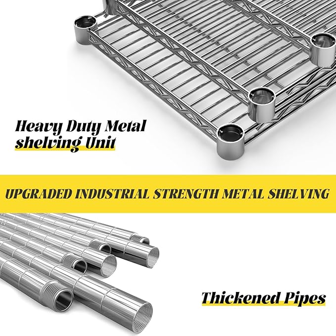 45" W x 20" D x 47" H Heavy Duty Wire Shelving Unit, 3-Tier Utility Storage Rack 1200 lbs Capacity, Adjustable Garage Shelves for Kitchen Garage Pantry, Easy Assembly