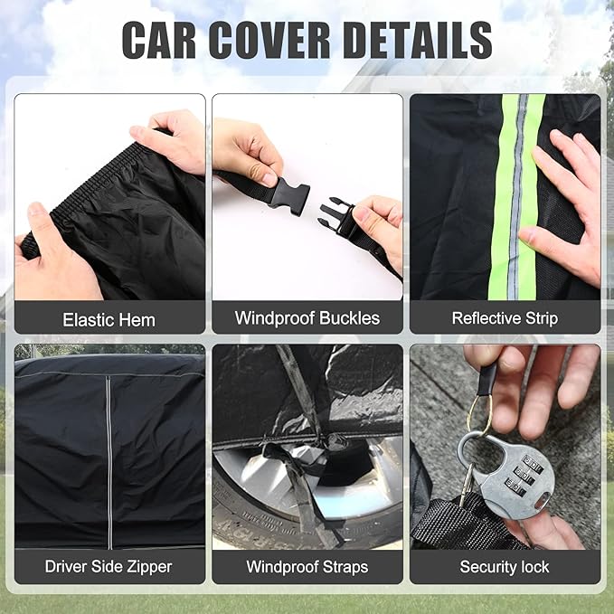Waterproof Car Cover Compatible with Chevrolet Colorado/GMC Canyon Crew Cab 5.1ft/Extended Cab 6.1ft Bed 2015-2025, 420D All Weather Car Cover with Zipper Door for Snow Rain Dust Hail Protection