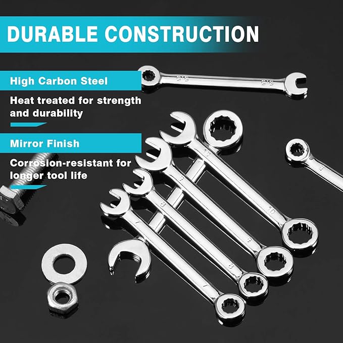 SPEEDWOX Small Wrench Set, 10 Pcs, 4-11mm Mini Combination Wrench Sets with Portable Storage Pouches and A Ring