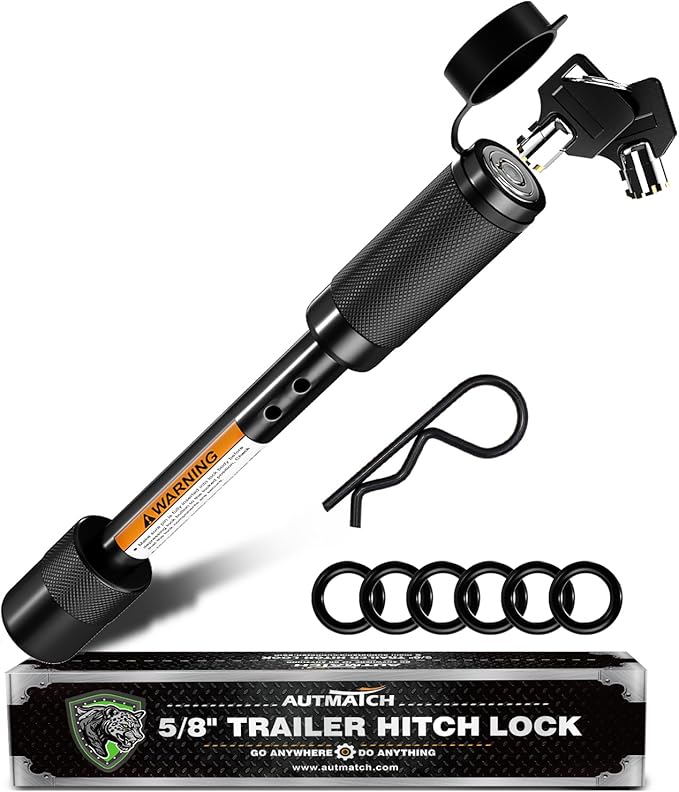 AUTMATCH Trailer Hitch Lock 5/8" - 3-1/2" Extra Long Span & Anti-Theft Hitch Locking Pin, Fits Class III IV 2"-2.5" Receivers, Heavy Duty Towing Lock Pin for Jeep, Trailer, Truck, RV, Bike, Black