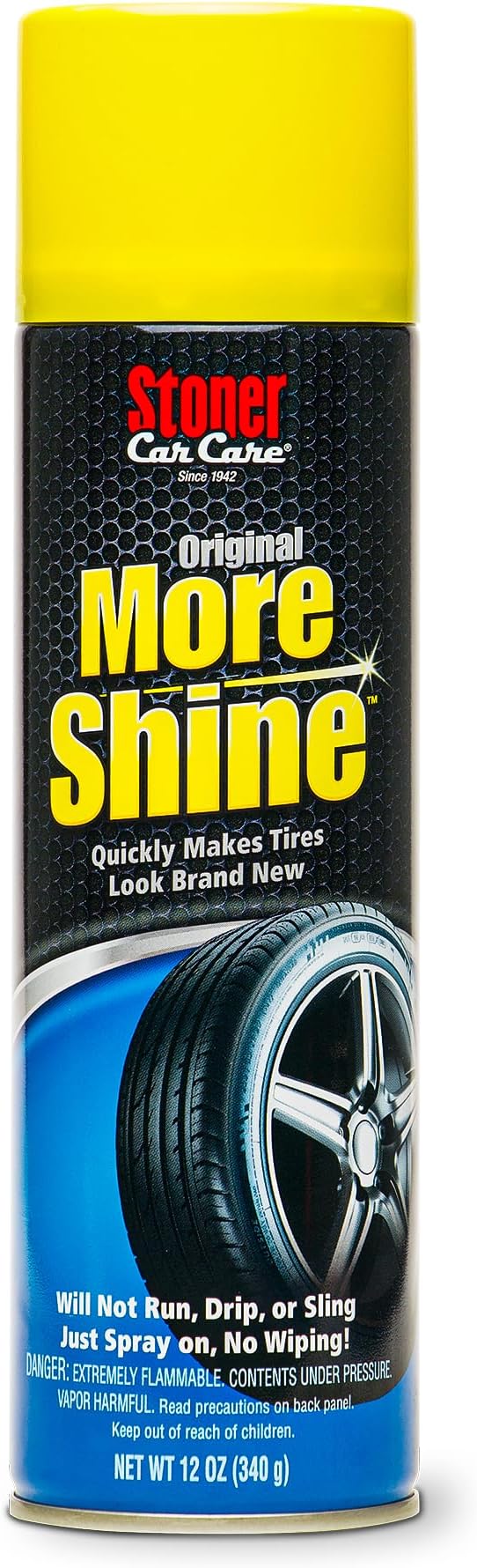 Stoner Car Care 91044 Original More Shine Tire Shine Spray – Tire Dressing Restores Deep Matte Black Finish with Long-Lasting Rain-Resistant Protection, Dry-to-Touch – 12 oz