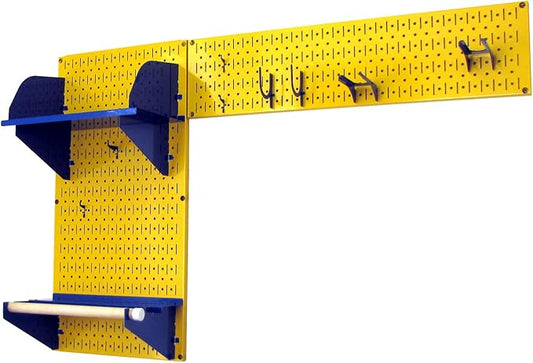 Wall Control Pegboard Garden Supplies Storage and Organization Garden Tool Organizer Kit with Yellow Pegboard and Blue Accessories