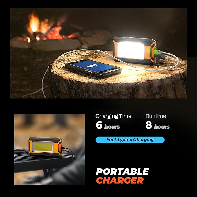 innofox 2-Pack LED Rechargeable Magnetic Work Light 1500 Lumens, Hanging Hook with 3 Modes, LED Work Light for Car Repair, Camping, and Hurricane Use