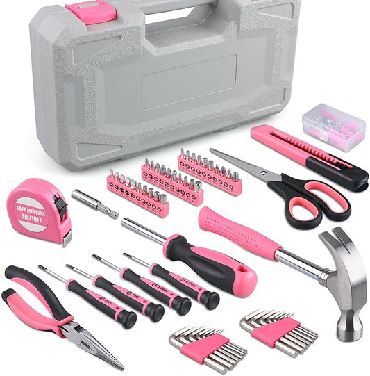 WINNER 150-Piece Pink Color All-Purpose Household Tool Kit in Toolbox Storage Case, Perfect for Women, Ladies and Girls with General Home Repairs, DIY Project, Garage, Office and College Dormitory Use
