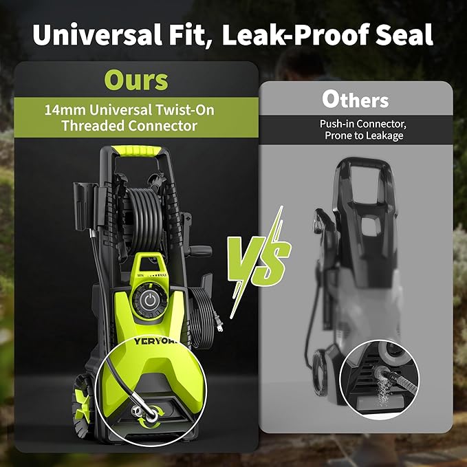 Adjustable 5000 Max PSI Pressure Washer, 2 Max GPM Power Washer with 33 FT Hose Reel, Steel Wand, 500ml Foam Cannon, 4-Nozzle Set, Electric Pressure Washer for Cars, Fences, Patios