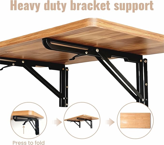 Wall Mounted Folding Table –Great for Garage wall desk ,Laundry Room wall table ,Home Wall Mounted Folding Workbench & Suitable for Solid Wall Holds Up to 100 LBS , Space-Saving – (15.7" x 31.5")