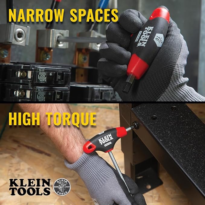 KLEIN TOOLS JTH610E T-Handle Hex Key Set, SAE Inch Sizes Allen Wrench Set with 6-Inch Blades, Stand Included, 10-Piece