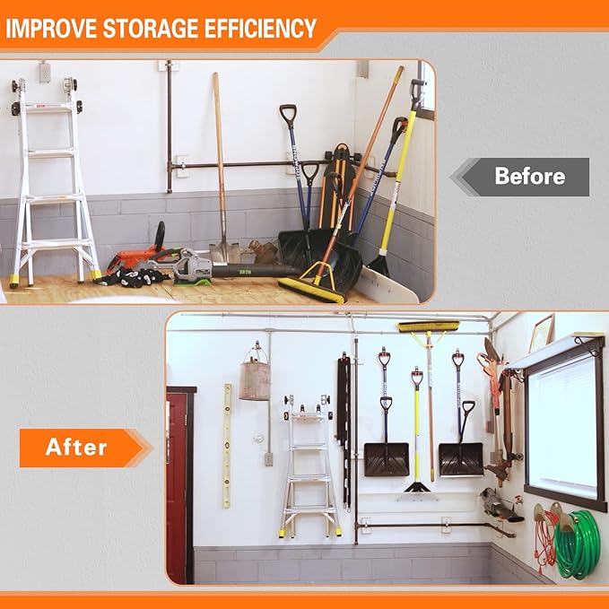 HUPBIPY 26 Pack Garage Hooks Heavy Duty Utility Steel with Anti-Slip Coating Wall Mount Storage Organizer for Hanging Power and Garden Tools, Ladders, Hose, Bikes, Ropes, Bulk Items, and More