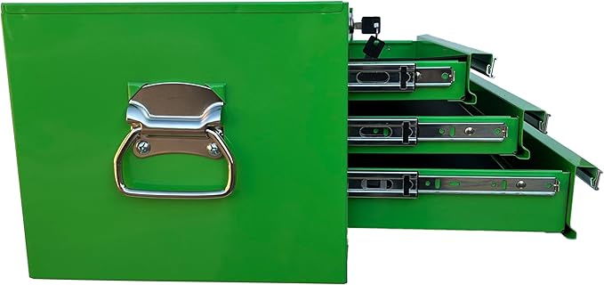 Workington Industrial 3 Drawers Portable Metal Intermediate Box, 26" Middle Tool Chest Cabinet with Ball Bearing Drawer Slides, Steel Tool Storage Box Organizer 4009 Green