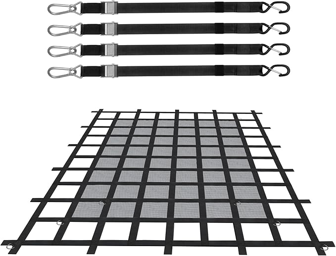 VEVOR Cargo Net for Pickup Truck Bed, 6' x 4.75' Heavy Duty Truck Cargo Net Safety Mesh Net with 4 S-Hook Straps with Carabiners & S-Hooks for Trailer, Pickup, Boat, Jeep, SUV