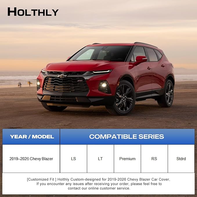 10 Layers SUV Car Cover Custom Fit for Chevrolet Chevy Blazer (2019-2026), Waterproof All Weather for Automobiles, Outdoor Full Cover Sun Dust Rain Protection with Cotton. Silver
