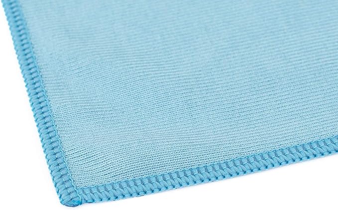 The Rag Company - Premium Window, Glass, Mirror & Chrome Detailing Towels - Professional Korean 70/30 Microfiber Blend, Lint-Free, Streak-Free, 350gsm, 16in. x 24in, Light Blue (3-Pack)
