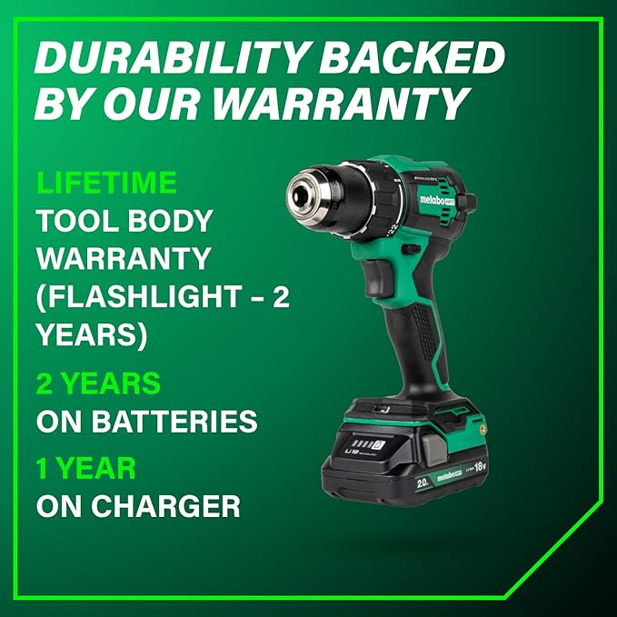Metabo HPT 18V MultiVolt™ Cordless Driver Drill, Impact Driver, Reciprocating Saw, and Torchlight 4-Pc Combo Kit | Includes 2-18V 2.0Ah Batteries | Lifetime Tool Warranty | KC18DEX4
