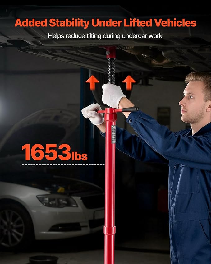 VEVOR Underhoist Support Stand, 3/4 Ton (1653 lbs) Capacity Under Hoist Jack Stand, Lifting from 54.02" to 83.86", Bearing Mounted Spin Handle, Self-Locking Threaded Screw, Support Vehicle Components