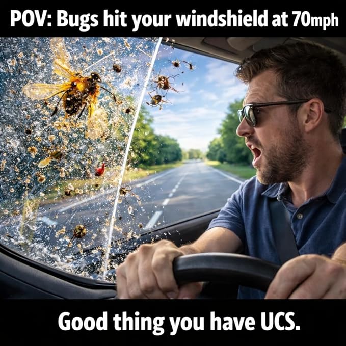 UCS Windshield Washer Fluid 2-in-1 Bug Remover – Ready to Use Formula – Streak-Free Cleaning – Removes Dirt & Road Grime – 1 Gallon (128 fl oz)