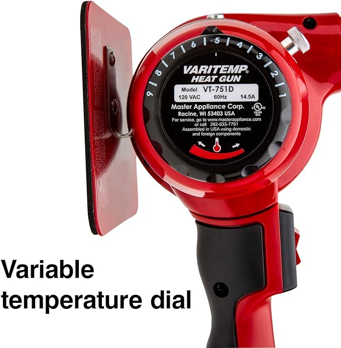 Master Appliance VT-751D-00-K Industrial Heat Gun Kit, Quick Change Plug-In Heating Element, Variable Temperature, 120V, 1740W, 14.5 Amps, Assembled In USA