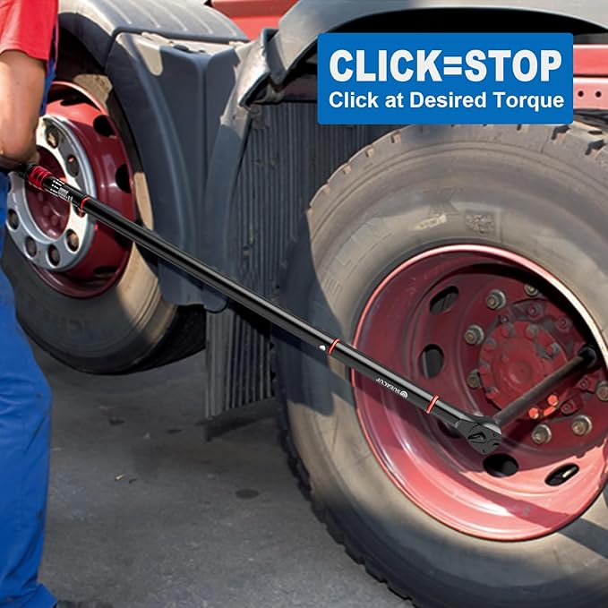 3/4-inch Drive Click Torque Wrench, 150-1000ft.lb/203.3-1355Nm, 48 Tooth Dual-Direction Click Torque Wrench with a Hex Key for wind turbines,dockyards, car,truck repair
