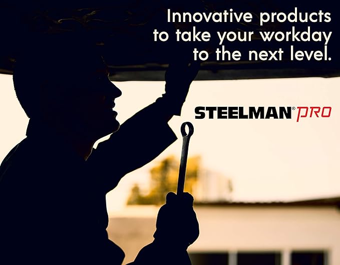 Steelman Pro 10-Piece Metric 6-Point Combination Wrench Set for Mechanics, Chrome Vanadium Alloy Steel, Angled Ends, Storage Rack Included