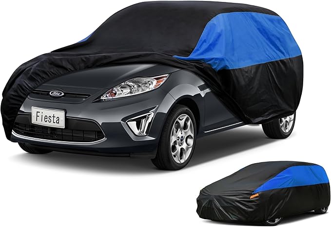 Ford Car Cover Custom Fit Ford Fiesta Waterproof All Weather, Lightweight Full Exterior Cover for Automobiles Outdoor Sun UV Rain Dust Snow Wind Protection.