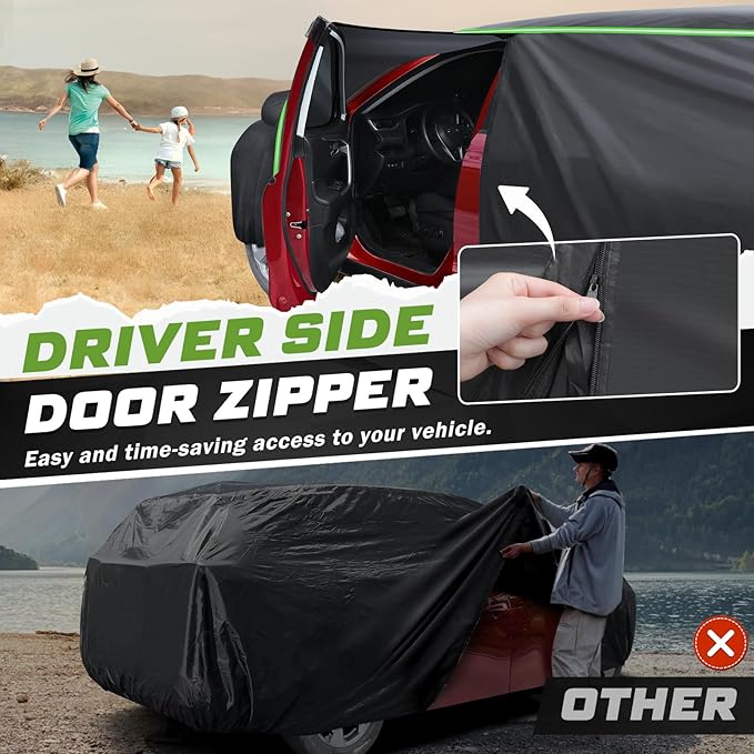 Mixsuper Liner Car Cover for Subaru Crosstrek 2013-2026, 7 Layers Waterproof Car Cover Accessories for Crosstrek with Zipper Door, Windproof Straps, Reflective Strips, Anti-UV, All Weather