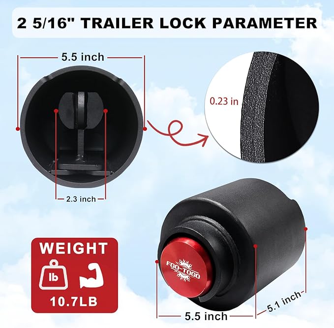 2025 Upgraded Trailer Hitch Lock for 2 5/16" Trailer Couplers, Heavy-Duty Anti Theft Trailer Coupler Locks,Rustproof Steel Tow Lock Trailer Tongue Lock for RV, Trailers, Boat, Camper, Caravan