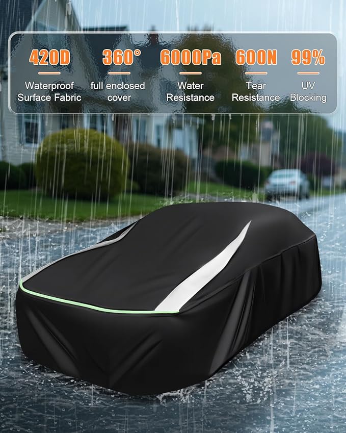 Full Enclosed Car Covers Universal Fit C4 C5 C7 C8 Corvette,Civic,Corolla,Mazda 3,911,3 Series,Forte,Cruze,Elantra,Jetta,Sentra,Escort,Audi A4,Model 3 Sedan/Coupe/Cabrio Length 177-189 inches