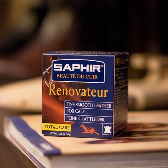 Saphir Beauté du Cuir Renovateur - Cleans, Nourishes, Protects and Shines - with Chamois Cleaning Cloth - 50mL