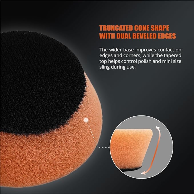 SPTA Orange T40 Orange Medium-Cut Polishing Pads, 5Pcs 2inch/50mm Sponge Polishing Buffing Pads, Car Foam Detail Polishing Pad Kit for Car Detail Polishing, Small Area Polishing -FPTSS2O