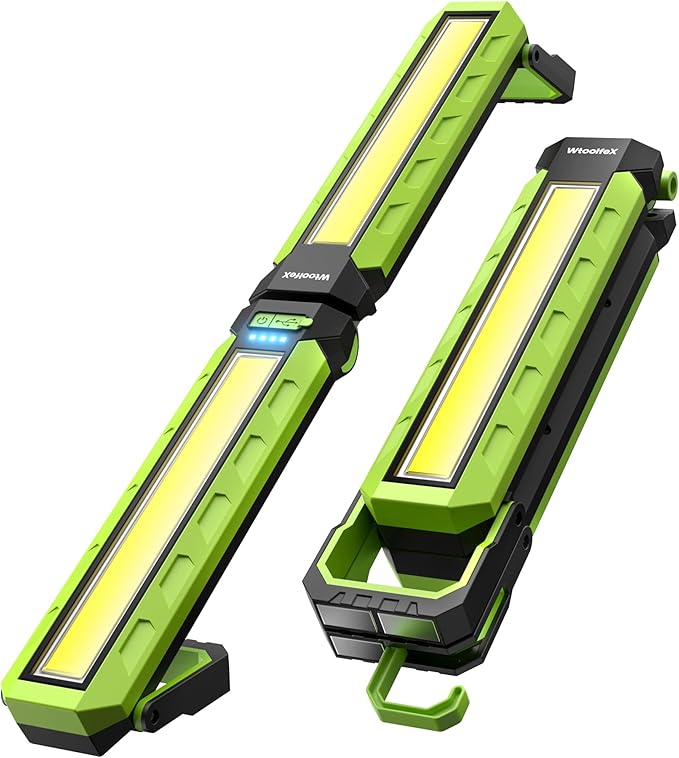 Work Light - 5200mAH Foldable Magnetic Under Hood Working Light with Hooks, Portable Magnetic Rechargeable Cordless 3300LM Job Site Lighting for Mechanic/Car Repairing/Garage