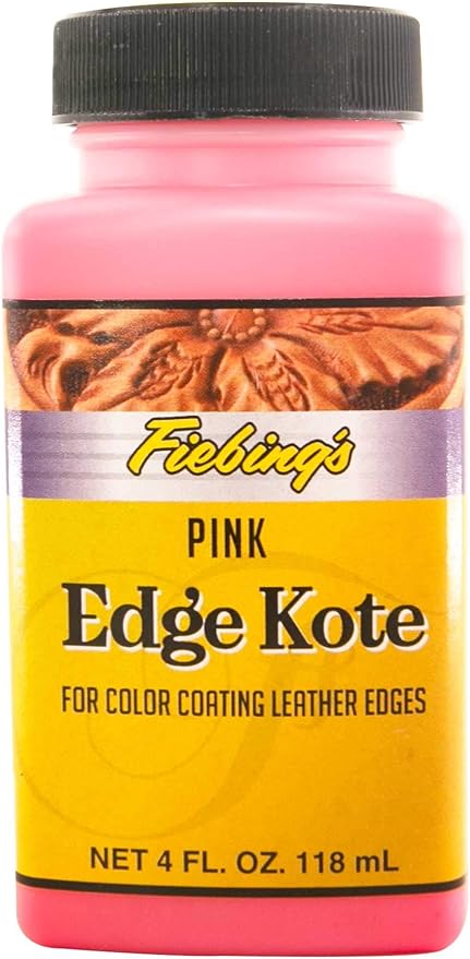 Fiebing's Edge Kote 4 Fl Oz - Pink - for Coloring Leather Edges on Purses, Bags, Shoes, Holsters, Wallets,etc