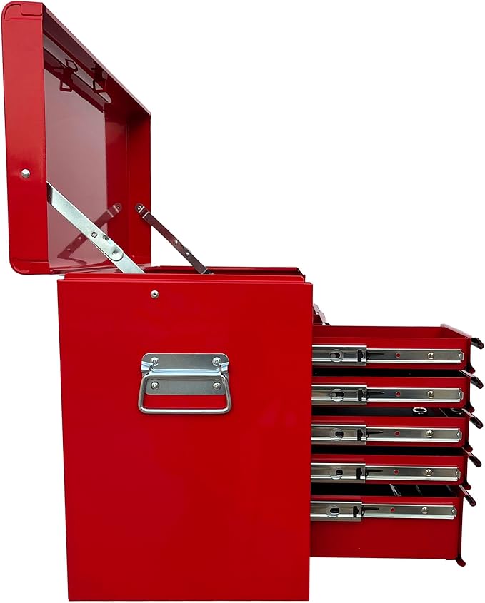 Workington Portable Metal tool chest with 9 drawers, 24" Cabinet with Ball Bearing Drawer Slides, Steel Tool Storage Box Organizer 4006 Red