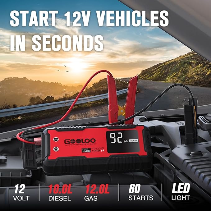 GOOLOO GT4000S Jump Starter 100W Two-Way Fast-Charging Portable Car Jump Starter EVA Storage Case