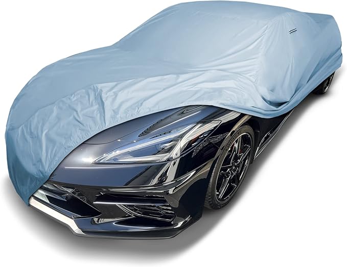 iCarCover Premium Car Cover for 2020-2026 Chevrolet Corvette C8, Stingray, E-Ray, Z06 with High Wing Spoiler Heavy Duty Waterproof All-Weather Automobiles Custom Protection Covers with Straps and Bag