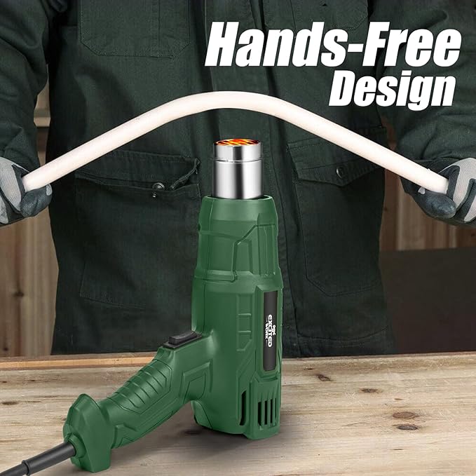 Excited Work 1500W Heat Gun, Fast Heat Hot Air Gun Kit with 662℉ & 1022℉ Dual-Temperature Settings, 4 Nozzles for Shrink Wrapping, Stripping Paint, Resin, Crafts