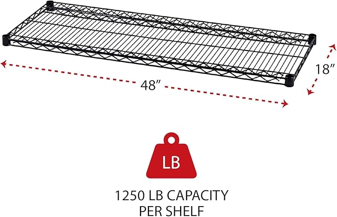 Alera ALE Industrial Wire Shelving Extra Wire Shelves, 48w x 18d, Black (Case of 2 Shelves)