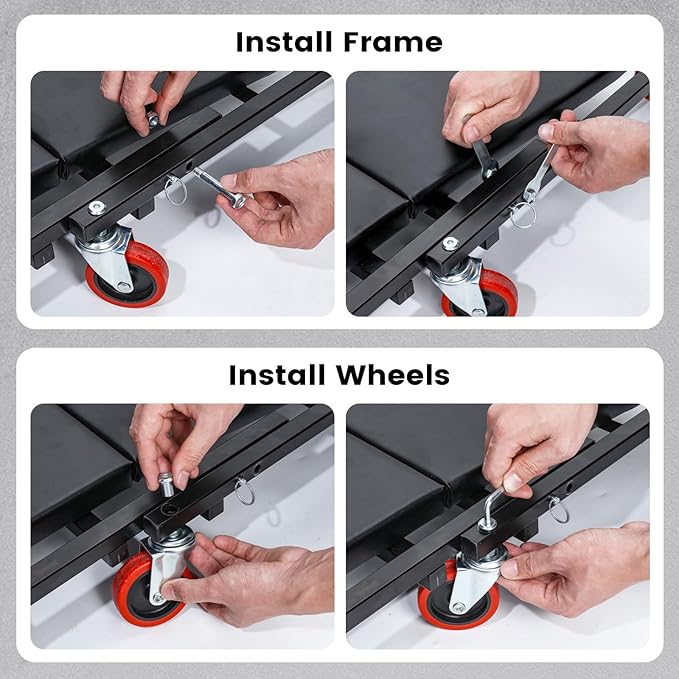 KROAK Creeper, 40 Inches 4 in 1 Z Creeper Seat 2025 Upgraded 450 lbs Capacity Garage Chair Adjustable Rolling Folding Car Creeper with 6 pcs 3" Wheels,Lay Down or Sit for Garage, Shop, Auto Repair