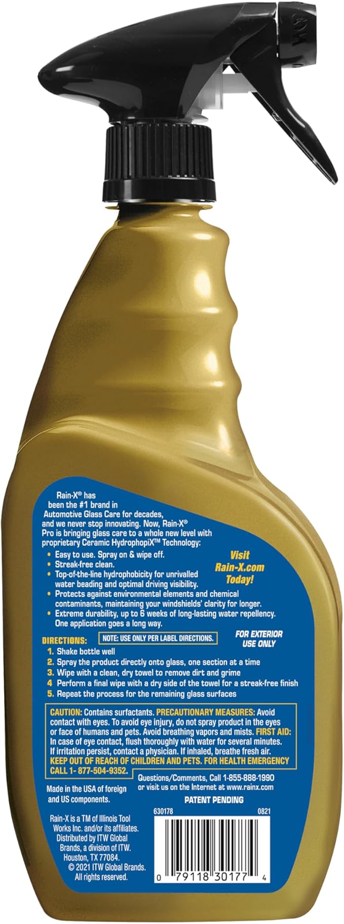 Rain-X 630178 Cerami-X Glass Cleaner + Water Repellent, 16oz - Cleaning Effectively While Remaining Streak Free, Protecting Against Contaminants and Stains