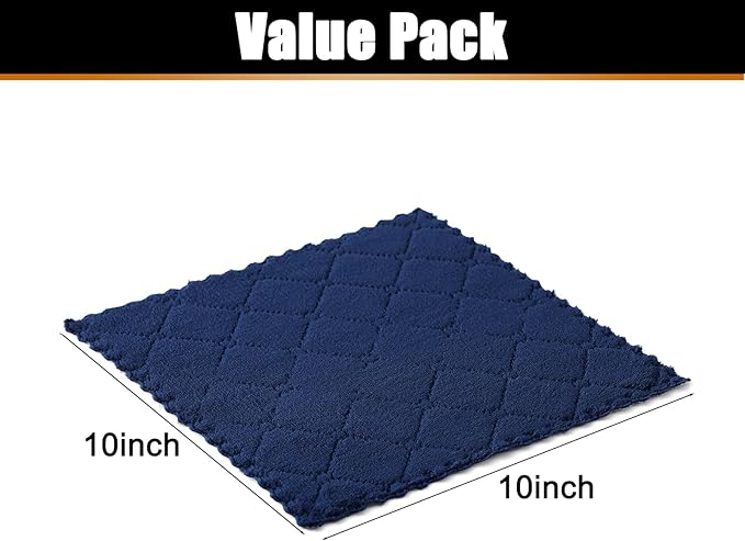 Mordimy 18 Pack Kitchen Cloths Dish Towels (10" x 10", Dark Grey & Navy Blue), Super Soft and Absorbent Dish Cloths, Coral Velvet Microfiber Cleaning Cloth, Nonstick Oil Fast Dry Dishcloths