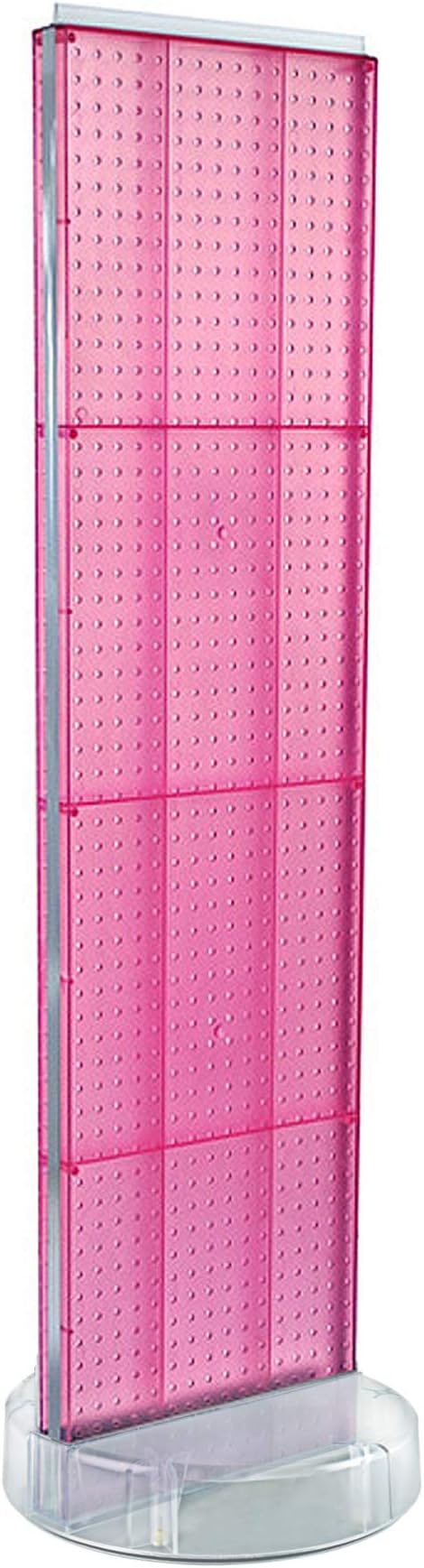 Azar Displays 700780 TWO-SIDED PEGBOARD FLOOR DISPLAY W/C-CHANNEL SIDES ON REVOLVING ROUND STUDIO BASE. PANEL SIZE: 16"W X 60"H, (Pink Blossom)