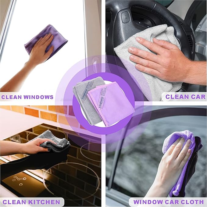 Window Cleaning Cloth.Glass Cleaning Cloth, Streaks Scratches Free. Purple 1 Pack