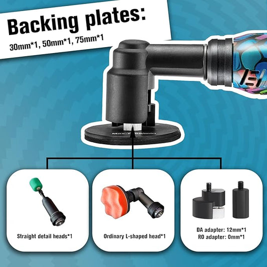 BATOCA S6 Mini Cordless Polisher for Car Detailing 2x2.0Ah Batteries, 0mm Rotary Buffer, 12mm Dual Action Polisher 1-3 Inch, 2 Different Speeds Heads Systems, 4.2k-21k or 1-5k RPM Graffiti Style
